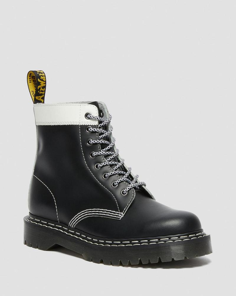 Black / White Men\'s Dr Martens 1460 Pascal Bex Leather Contrast Lace Up Boots | CA 525ILH